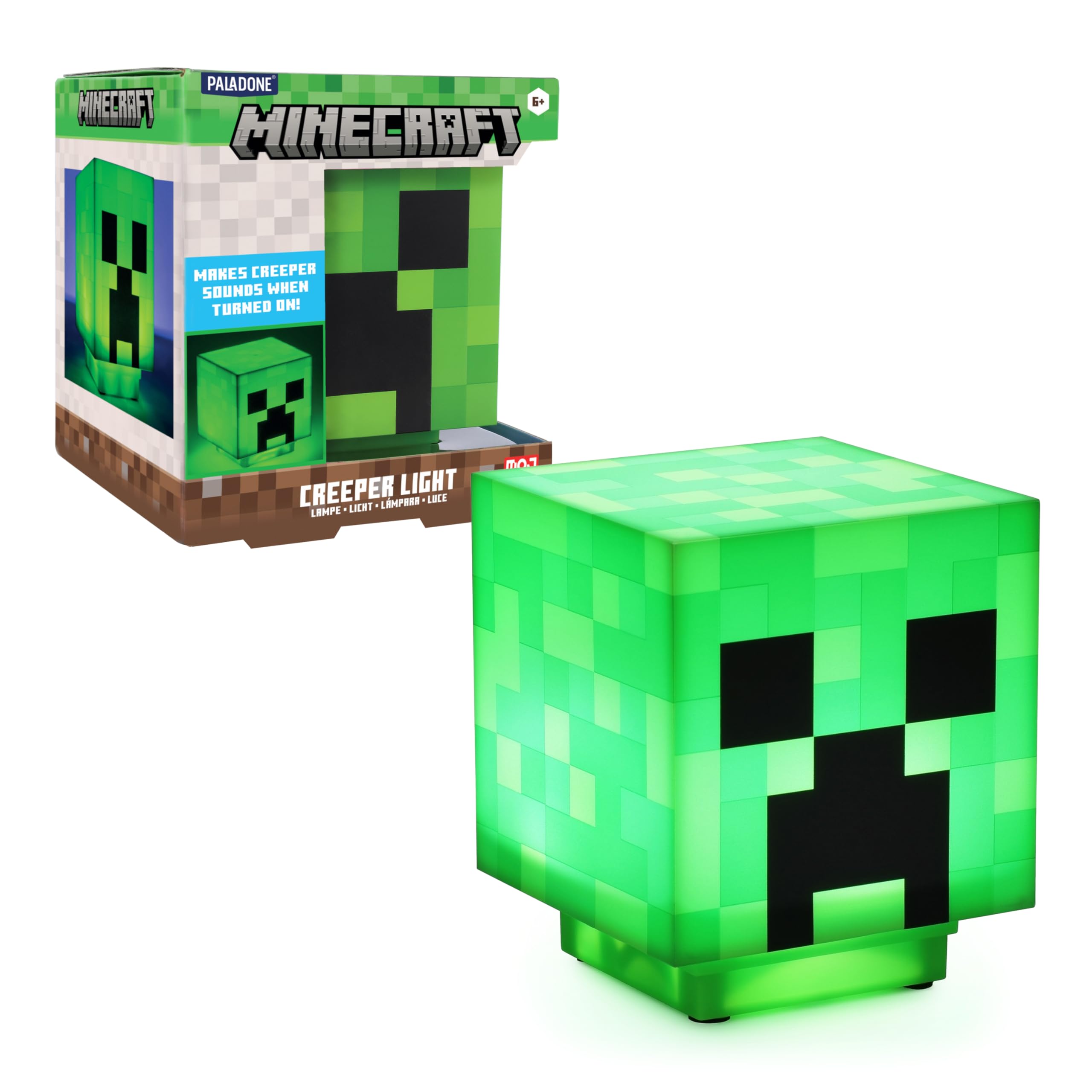 Paladone Minecraft Creeper Desk Light with Official Sounds Green Night Light