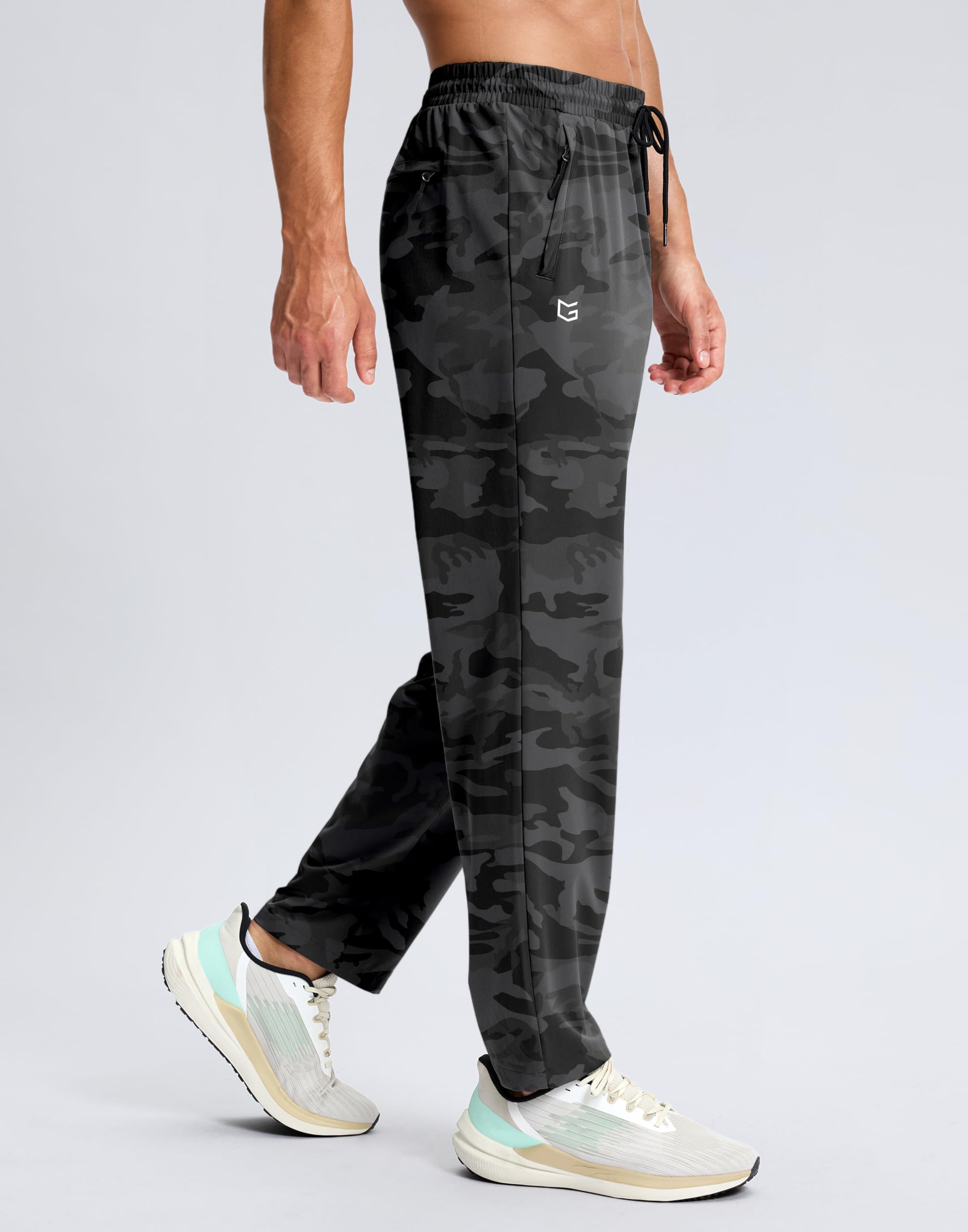G Gradual Men's Lightweight Athletic Sweatpants Grey Camo Size L