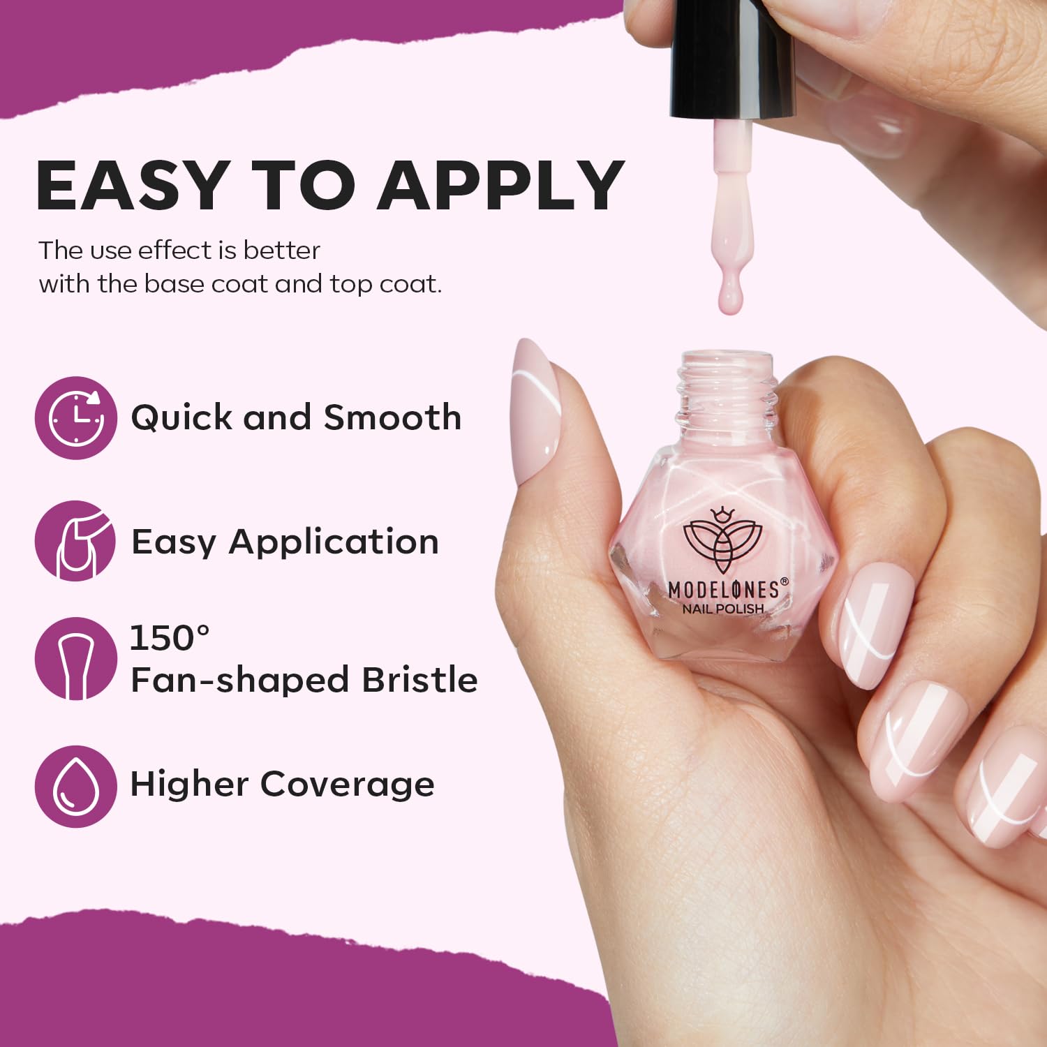modelones Purple Nail Polish Set 6 Colors Glitter Pink Shimmer Mini Kit