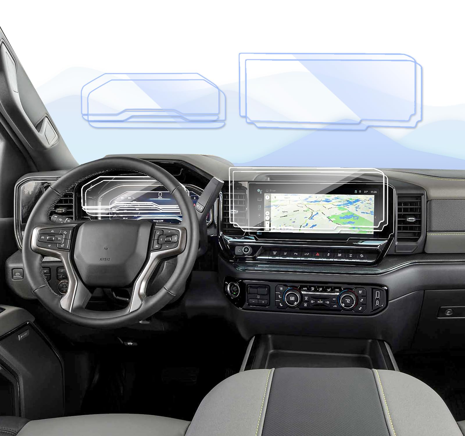 UFGDSHA Chevy Silverado 1500 GMC Sierra 1500 Dashboard Screen Protector 4pcs