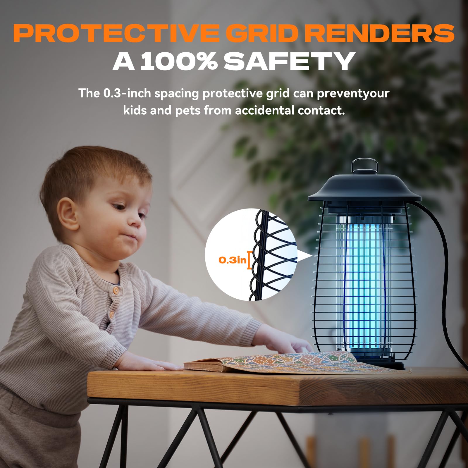 ILCPP Bug Zapper 4200V Electric Mosquito Trap Waterproof Black 6.5ft Cord