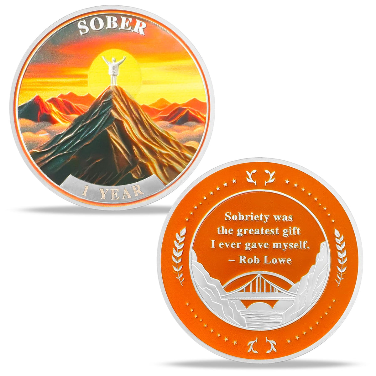 1 Year Sobriety Coin Gifts | Embrace The Sun AA Chip Medallion with Inspirational Quote | Narcotics Alcoholics Anonymous Anniversary Sobriety Gifts for Men Women in Recovery
