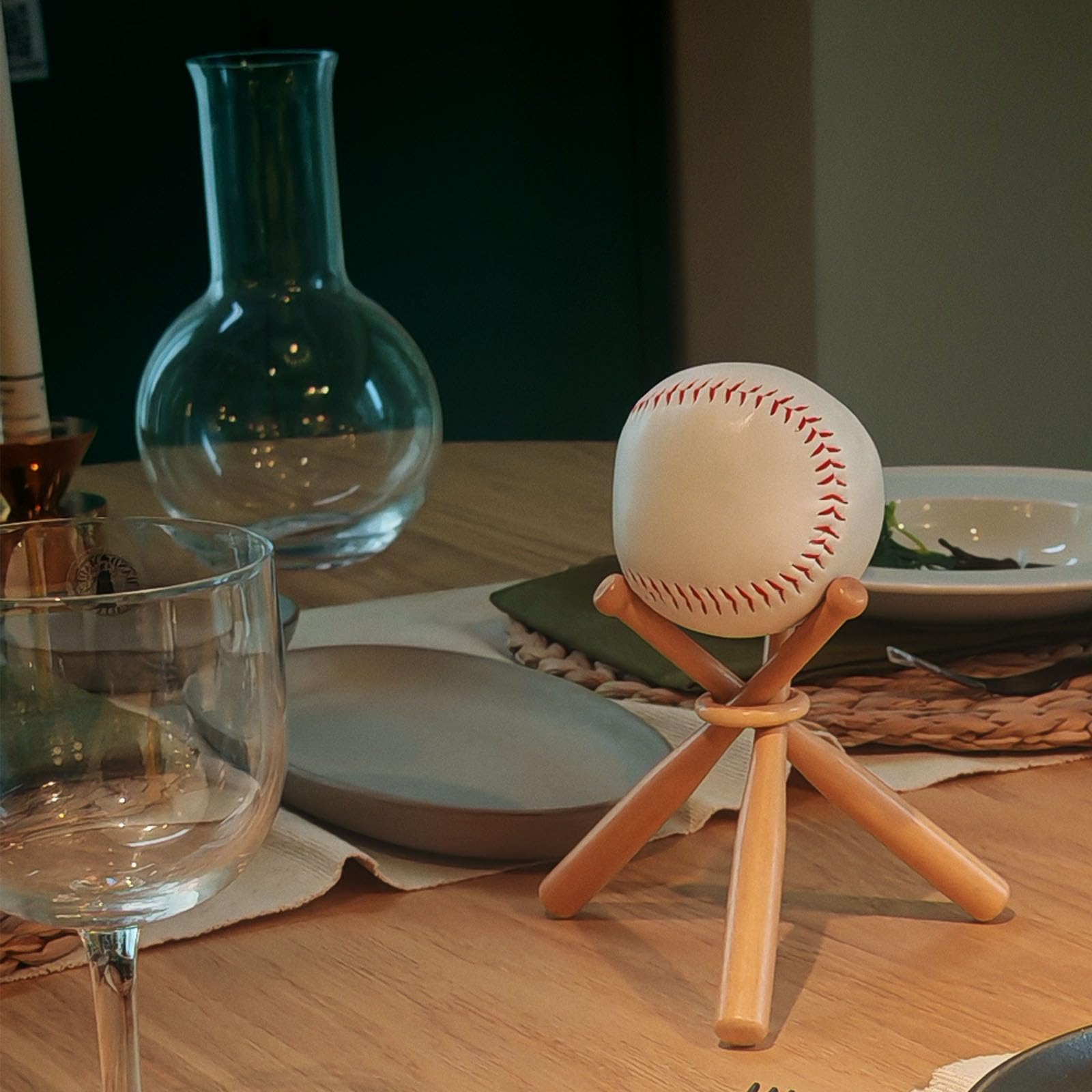 Luozong Wooden Baseball Holder Stand Display for Balls 3 Pack