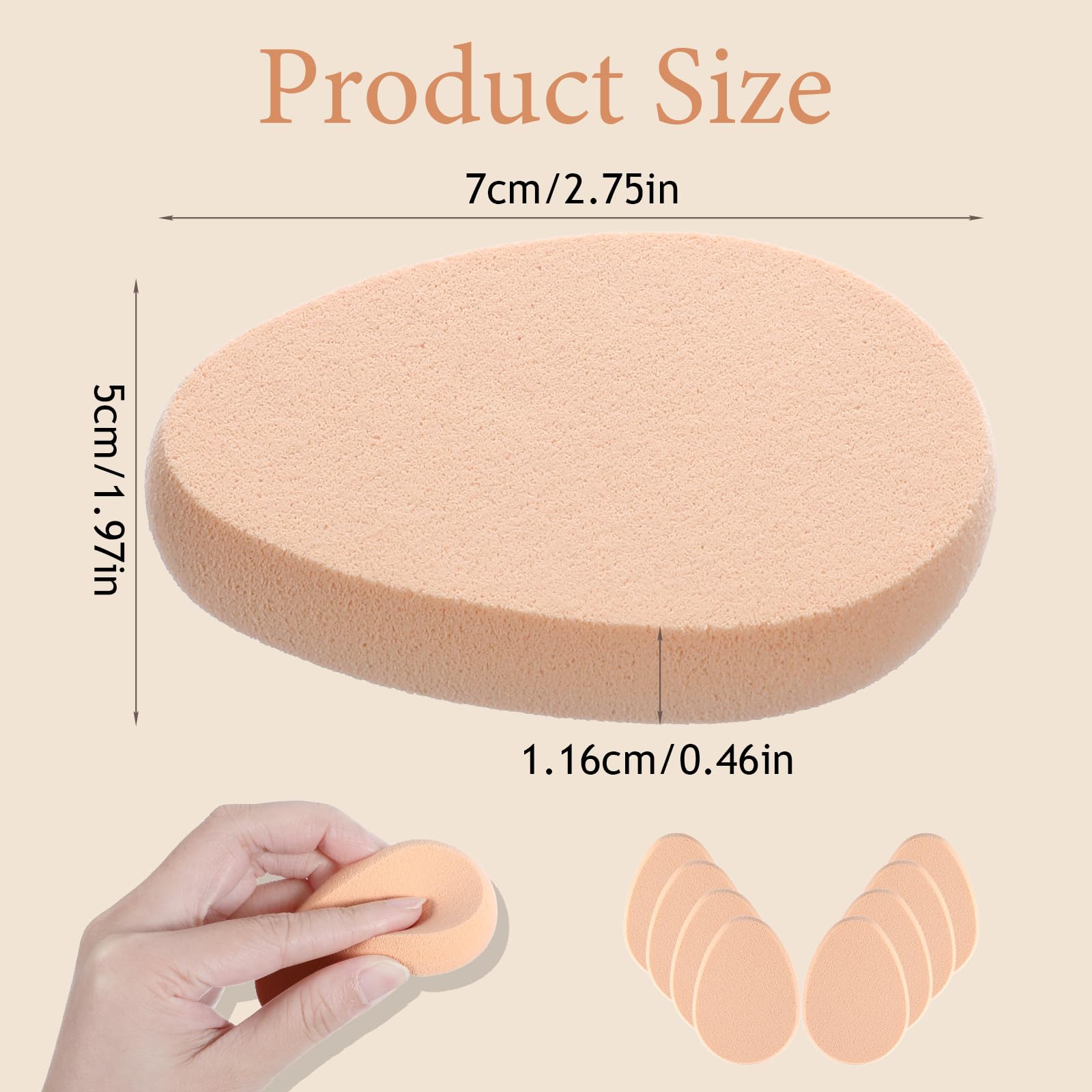 Hpmjz 8 Pcs Oval Puff Makeup Sponge Foundation Beige Soft Durable
