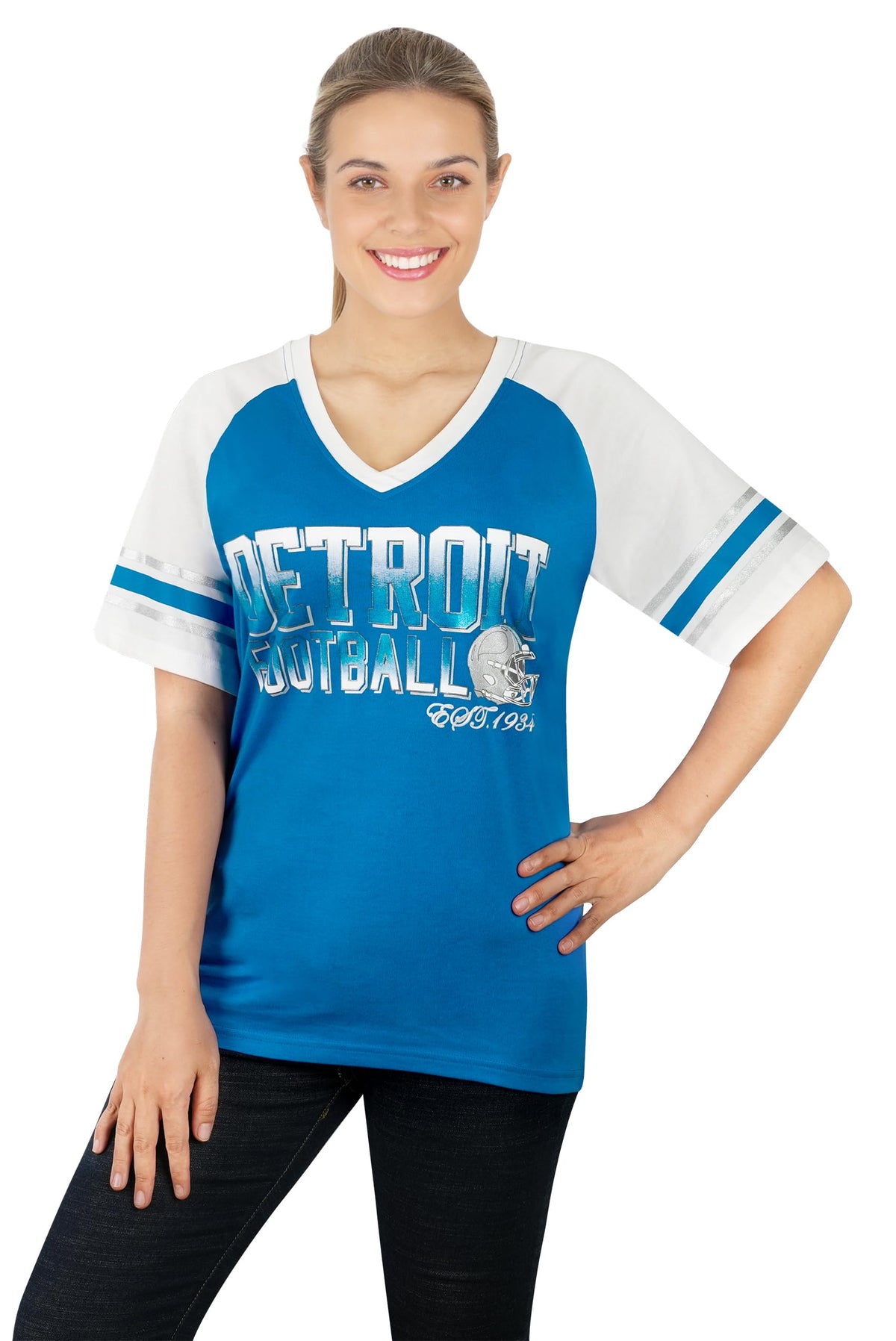 Simapak Women's Detroit Football Raglan T-Shirt, Size M