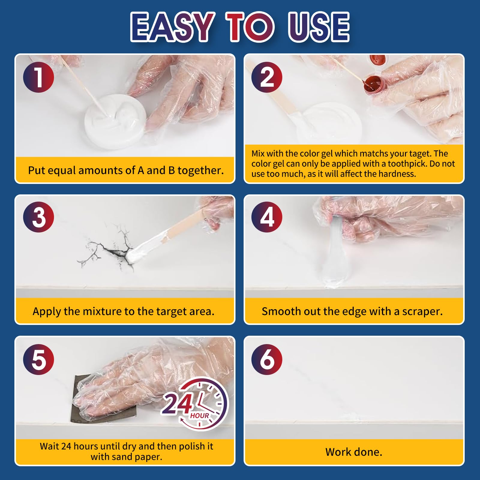 Quadence Marine Fiberglass Repair Kit Waterproof Epoxy Filler Color Match