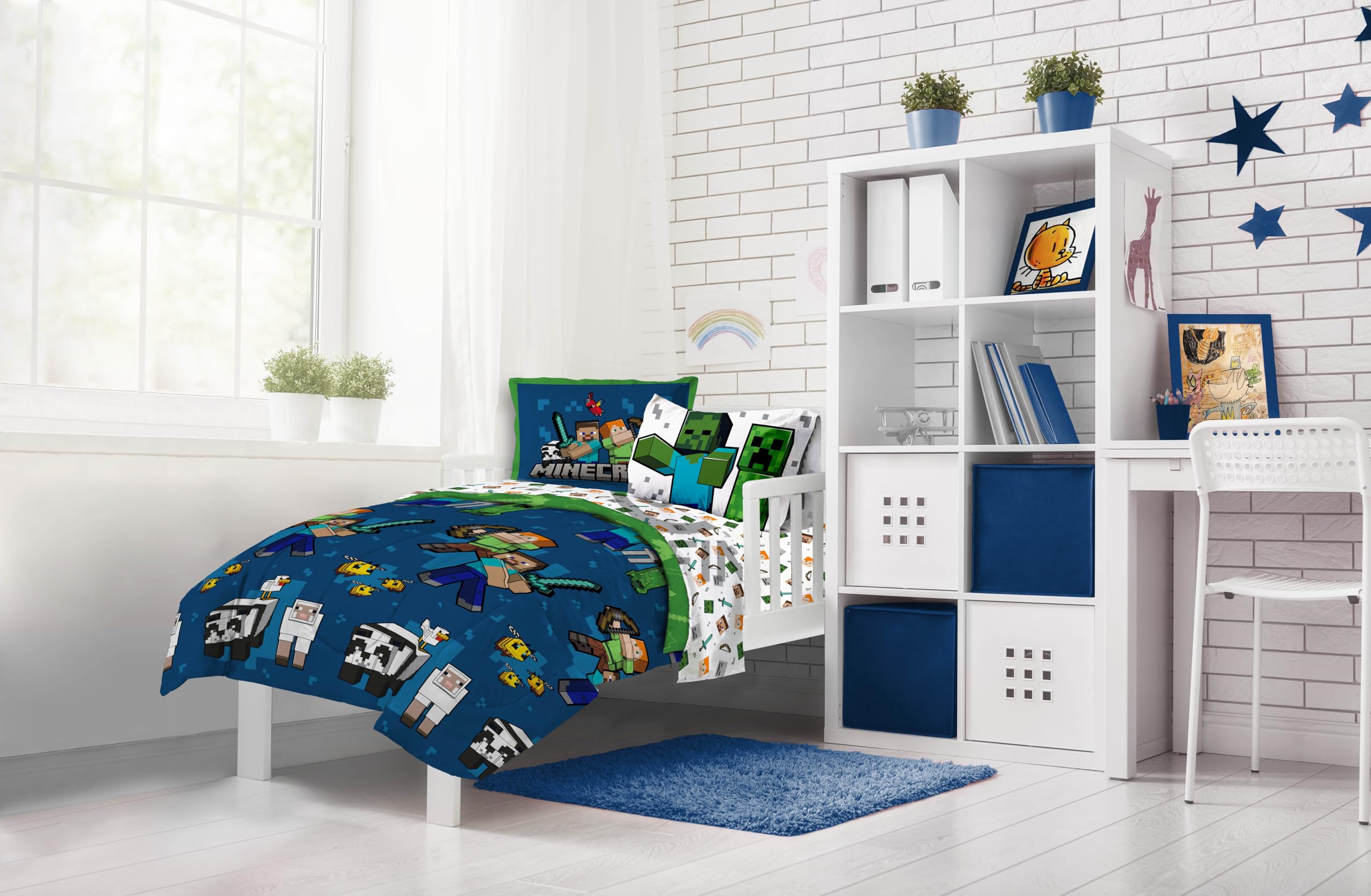 Jay Franco Minecraft Twin Comforter Set 5PC Bedding Creeper Zombie