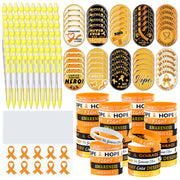PullCrease Childhood Cancer Awareness Kit 400 Pcs Gold Ribbon Pens Bracelets