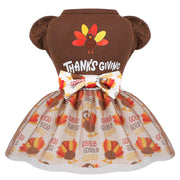 Sebaoyu Thanksgiving Dog Dress Brown Turkey Skirt Small Size