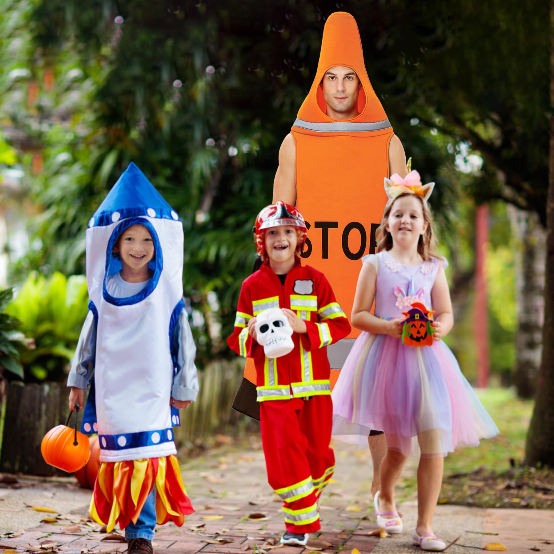 MISS FANTASY Traffic Cone Costume Adult Full Body Yellow Standard Size