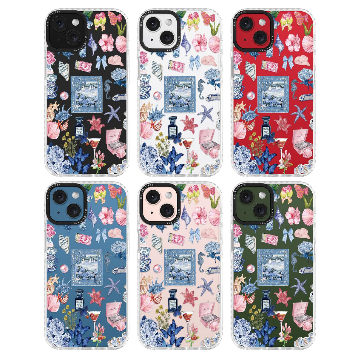 ChiCaseVer iPhone 13 Phone Case, Floral Coastal Print