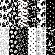 Halloween Scrapbook Paper 24 Sheets 11.8x11.8 Black & White Double-Sided