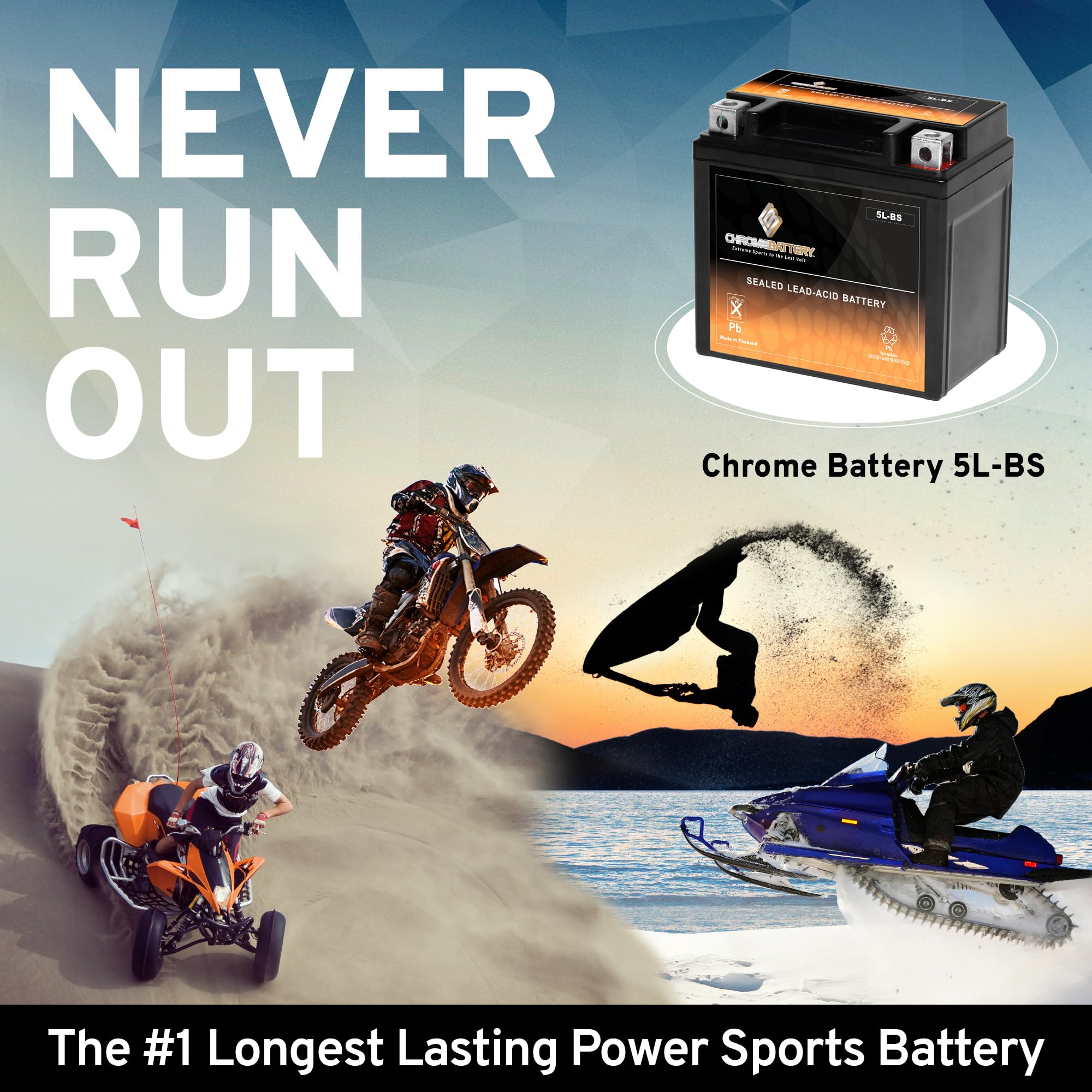 CB CHROMEBATTERY YTX20-BS 12V 270CCA AGM Battery 18Ah T3 Terminal