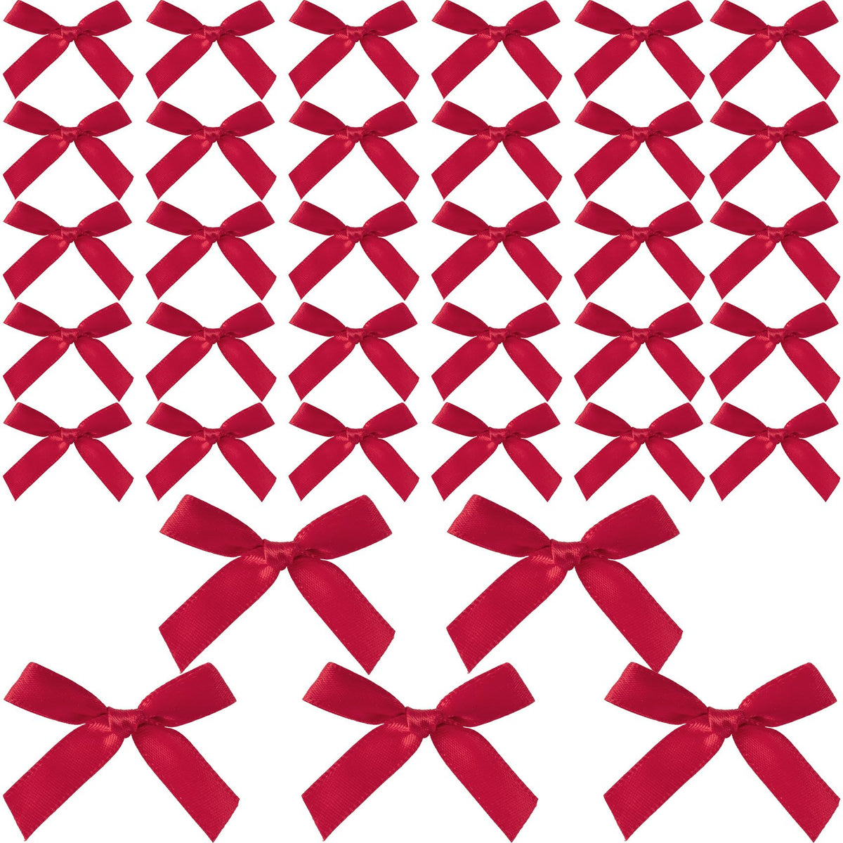 Pndeyo 35pcs Mini Gift Wrap Bows, Tiny Cute Satin Ribbon Bow, Soft Craft Bowknot Sewing Accessories for Christmas Wedding Birthday Party Flowers Bakery Treat Gift Box Decoration- Maroon