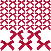 Pndeyo 35pcs Mini Gift Wrap Bows, Tiny Cute Satin Ribbon Bow, Soft Craft Bowknot Sewing Accessories for Christmas Wedding Birthday Party Flowers Bakery Treat Gift Box Decoration- Maroon