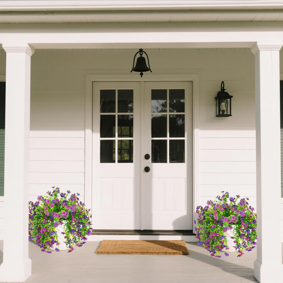 Digtecno Artificial Flowers for Outdoors, 2 Pcs Outdoor Faux Hanging Plants