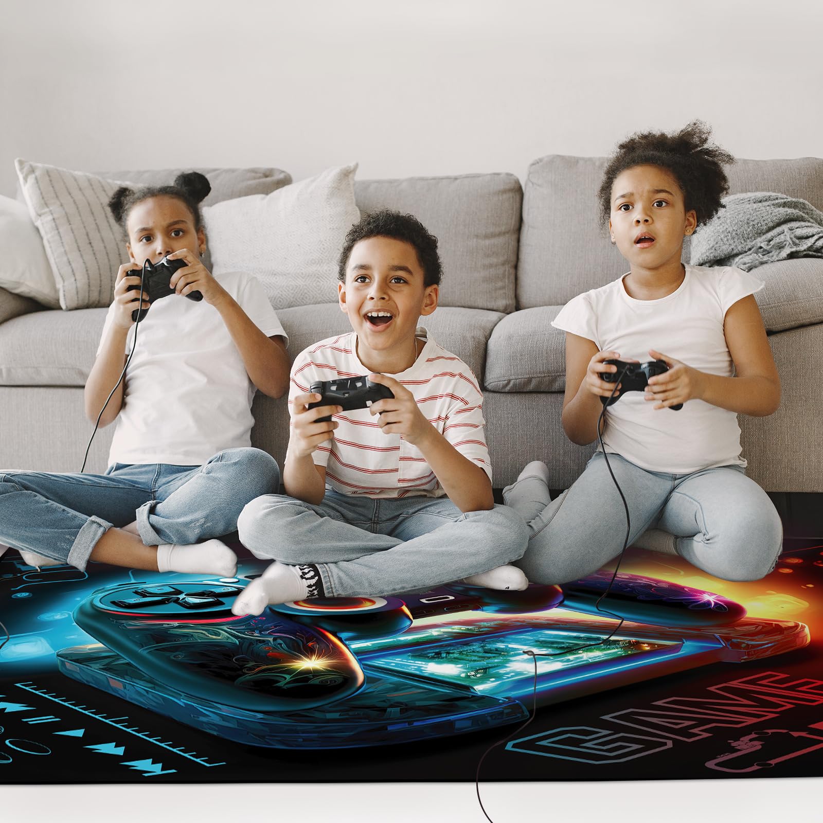 Lacut 3D Gamepad Area Rug Non-Slip Gaming Mat 63x47 Inches