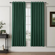 BOODII Linen Blackout Curtains Green 52x72 2 Panels Thermal Insulated