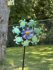 GIBMIDSER 51" Sea Turtle Solar Wind Spinner LED Outdoor Garden Decor