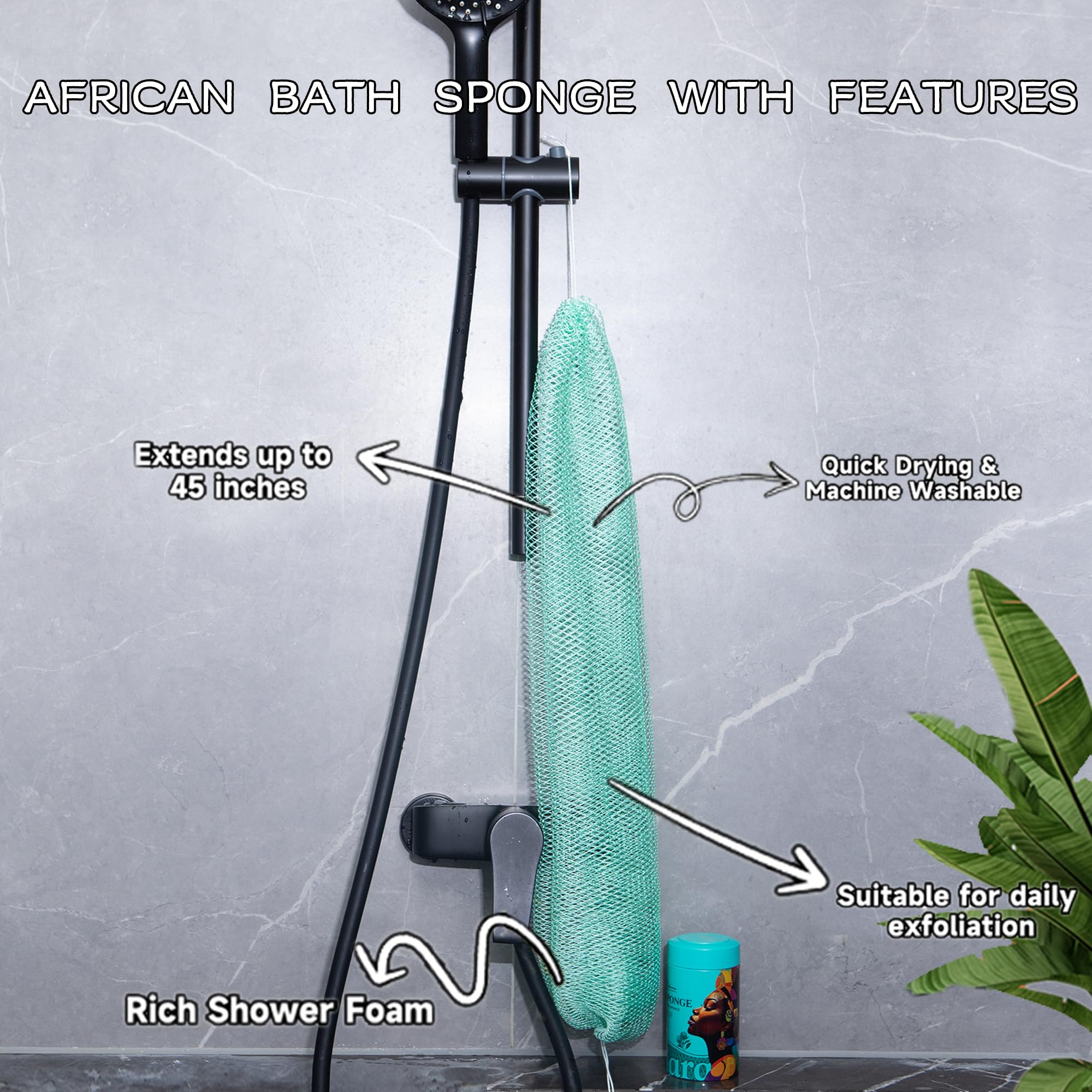 SubSahara African Net Sponge Exfoliating Bath Scrubber Mint Green 1 Pc