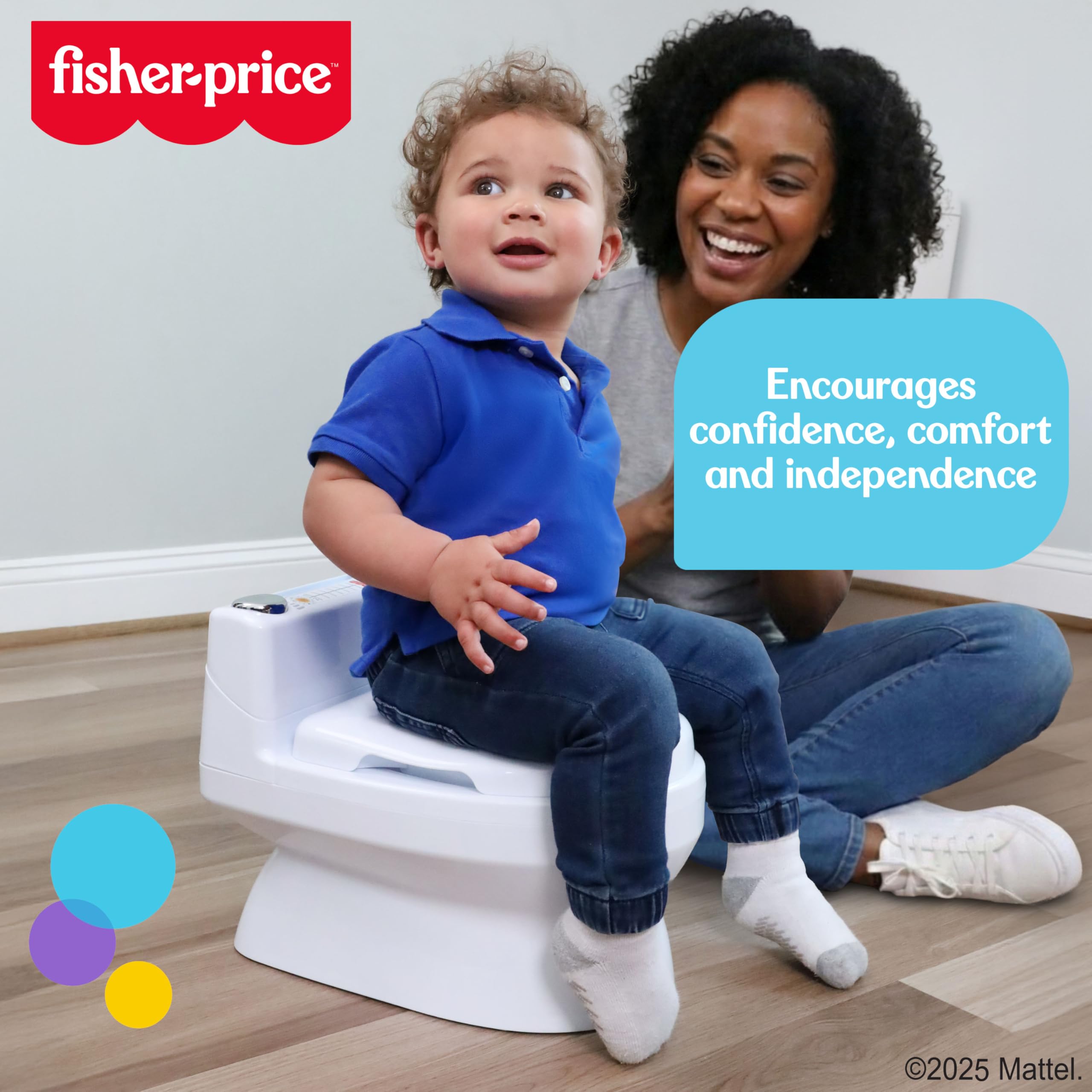 Fisher-Price 2-N-1 Potty Trainer with Flushing Sounds White Splash Guard