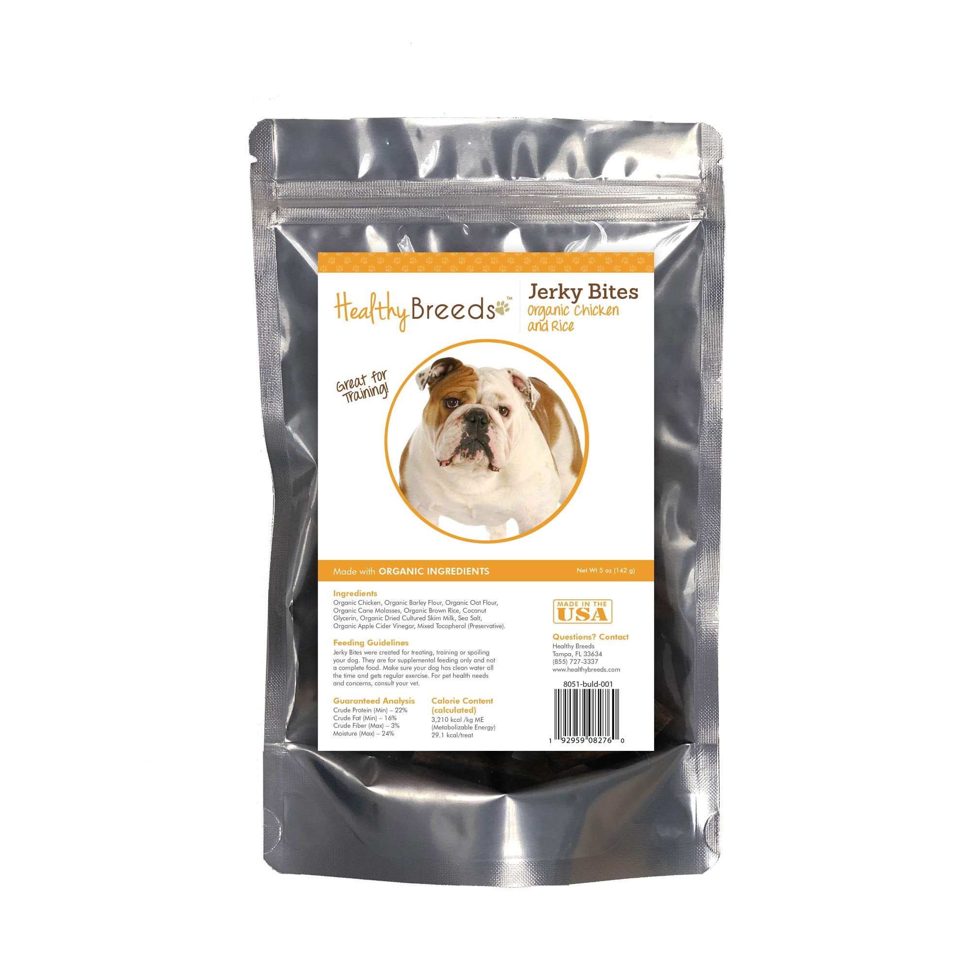 Healthy Breeds Bulldog Jerky Bites Chicken & Rice Recipe Dog Treats 5 oz
