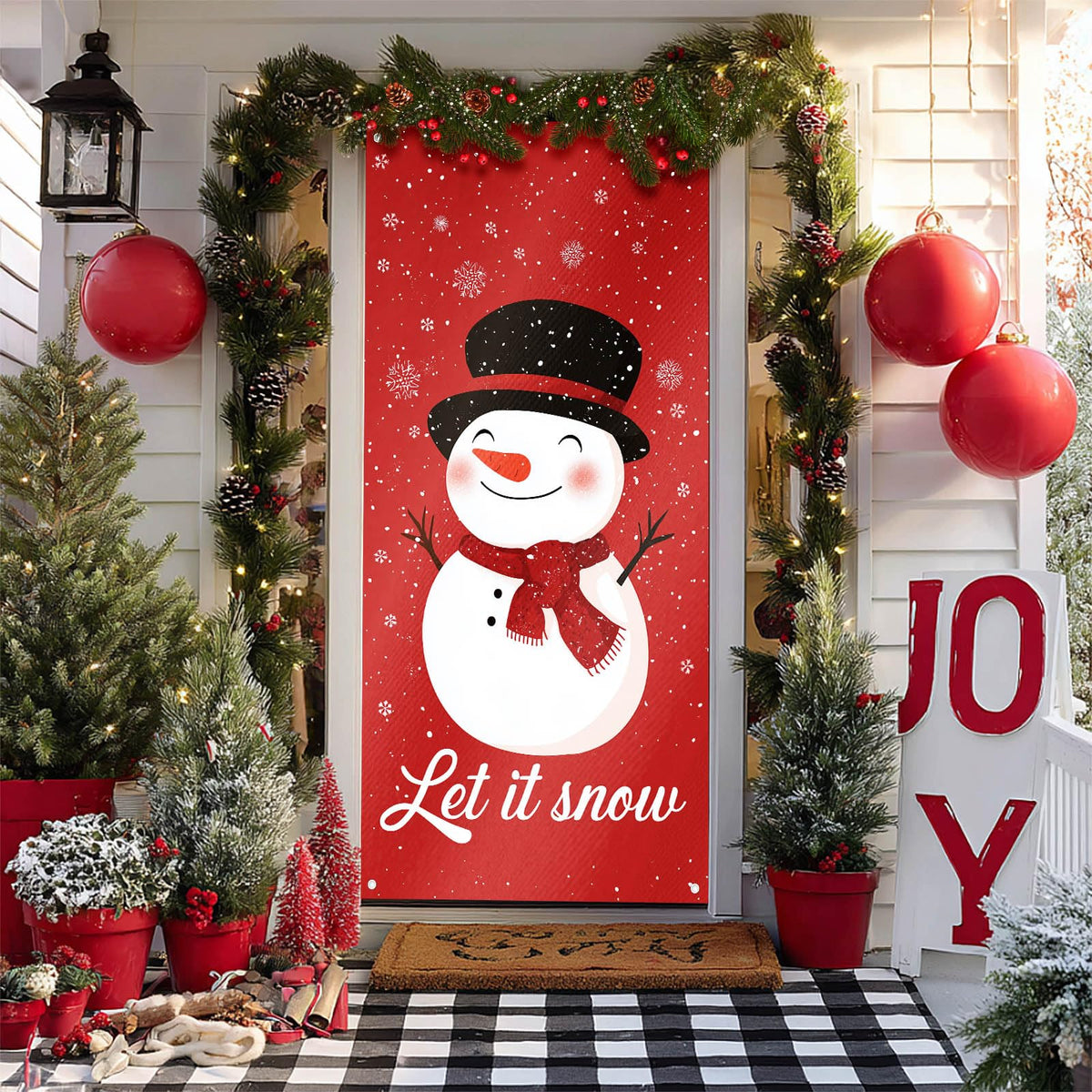 BlissYard Merry Christmas Door Cover 71x35 Inch Front Porch Door Banners