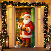 BlissYard Merry Christmas Door Cover 71x35 Inch Front Porch Door Banners