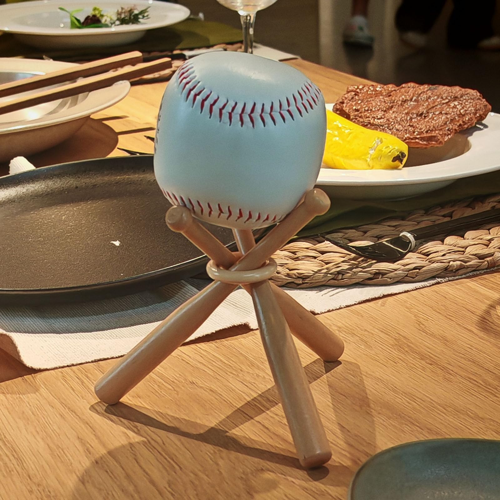 Luozong Wooden Baseball Holder Stand Display for Balls 3 Pack