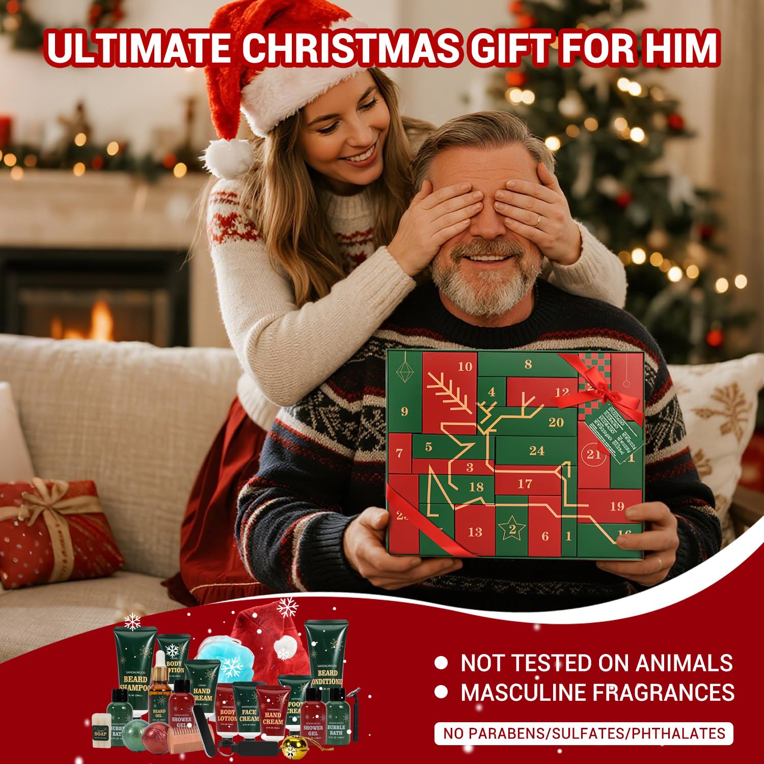 Advent Beauty Calendar 2025 Men Beard Care Skincare 24 Day Christmas Countdown