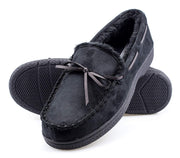 ArcticShield Men's Moccasin Slippers Rubber Sole Microsuede Black Size 12