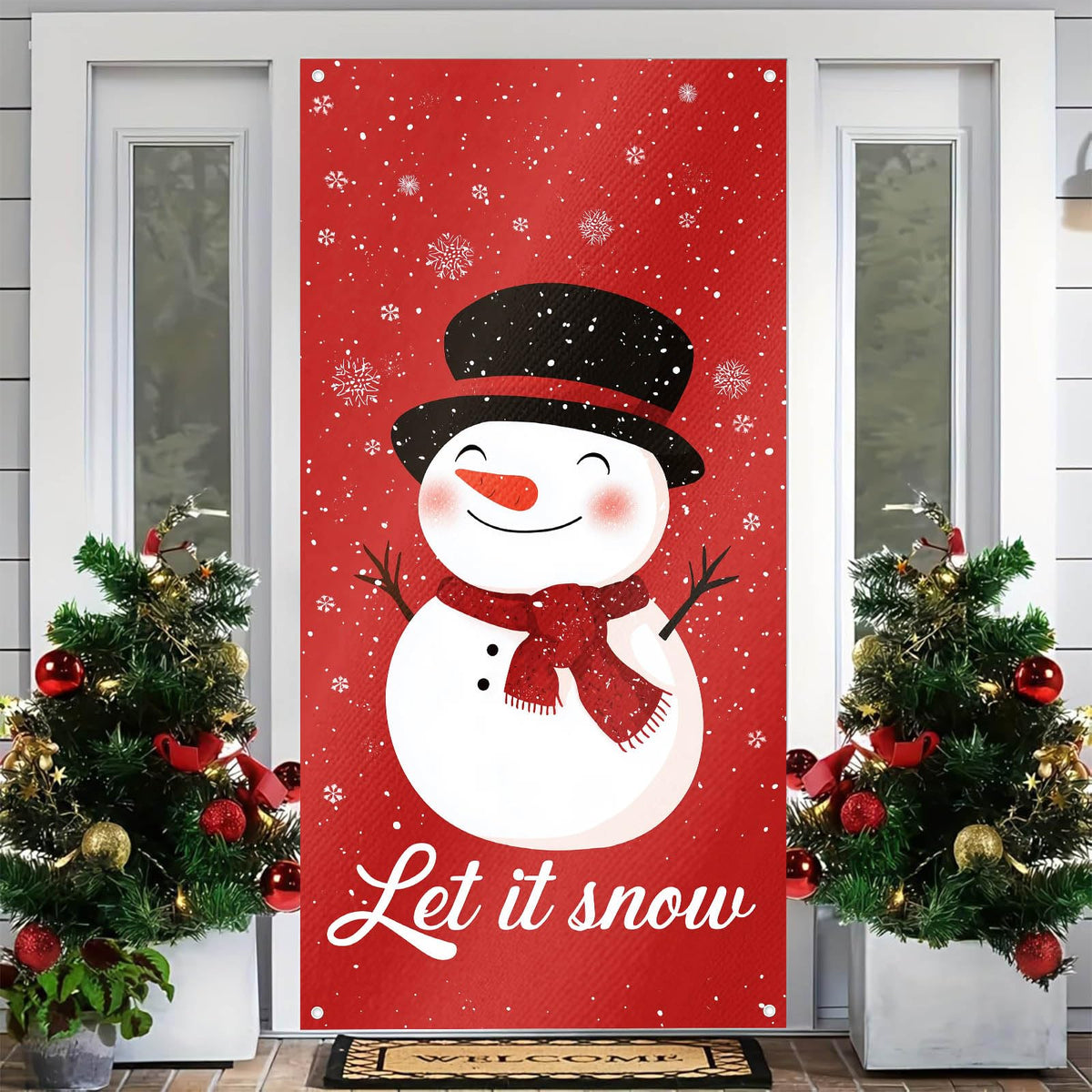 BlissYard Merry Christmas Door Cover 71x35 Inch Front Porch Door Banners