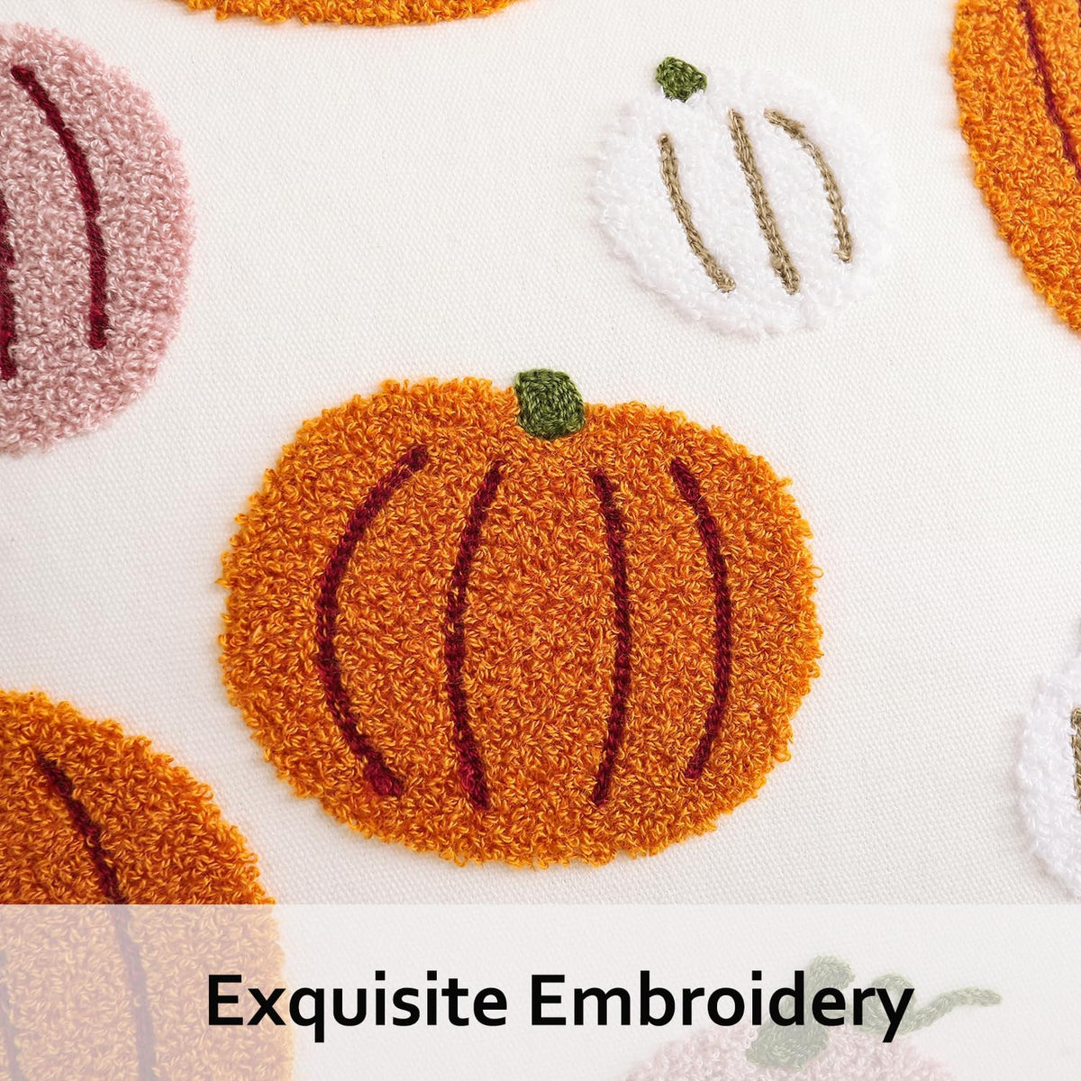 Tosleo Thanksgiving Pillow Covers 20x20 Set of 2 Halloween Pink and Orange Pumpkins Embroidered Pillow Cases Thanksgiving Home Party Pumpkin Fall Decor Pillowcases Cushion Covers