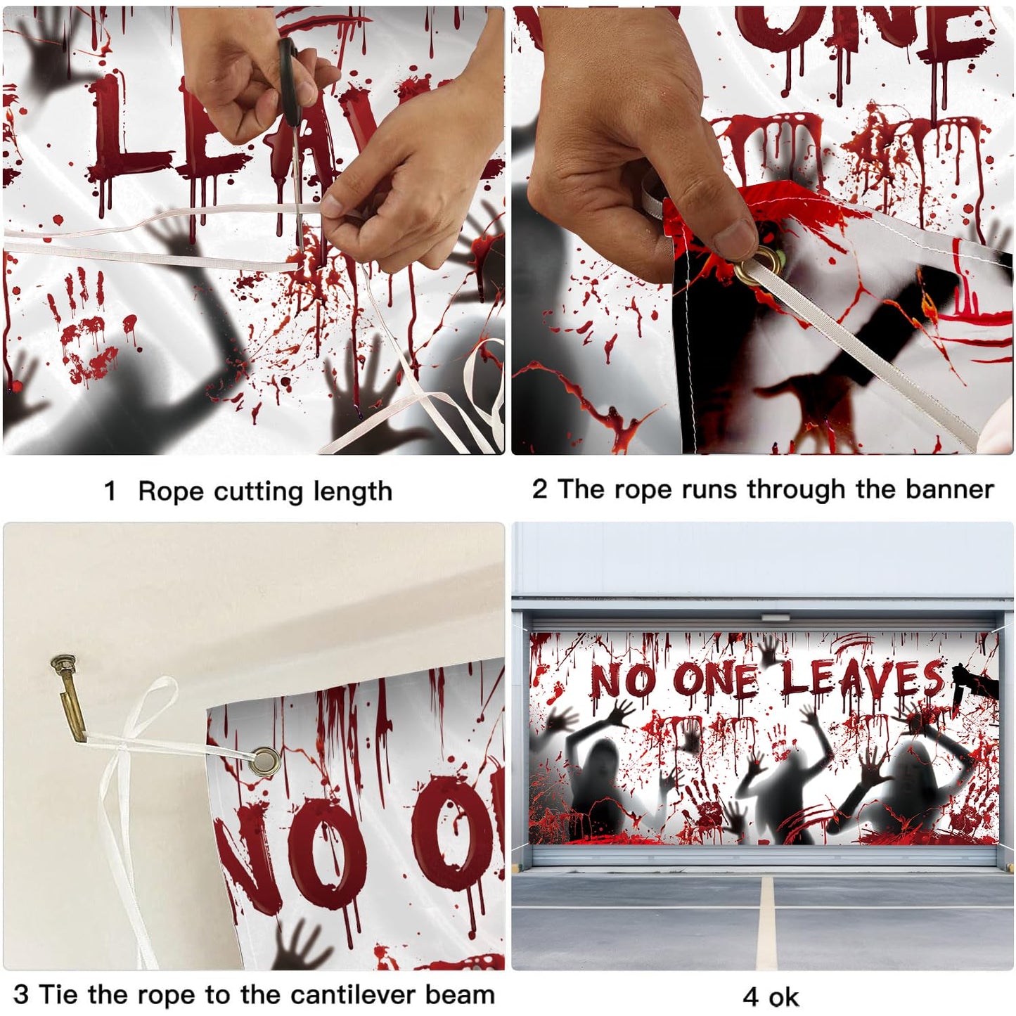 Halloween Party Decorations Scary Garage Door Cover 7x16 Ft