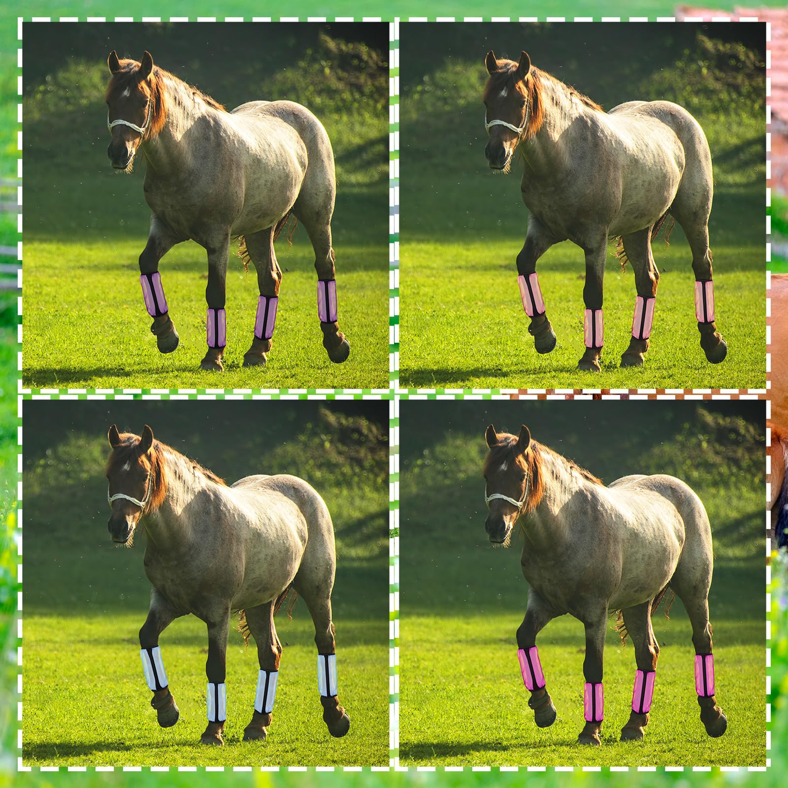Sanwuta 16pcs Horse Mesh Fly Boots 14x9in Orange Sky Blue Rose Purple