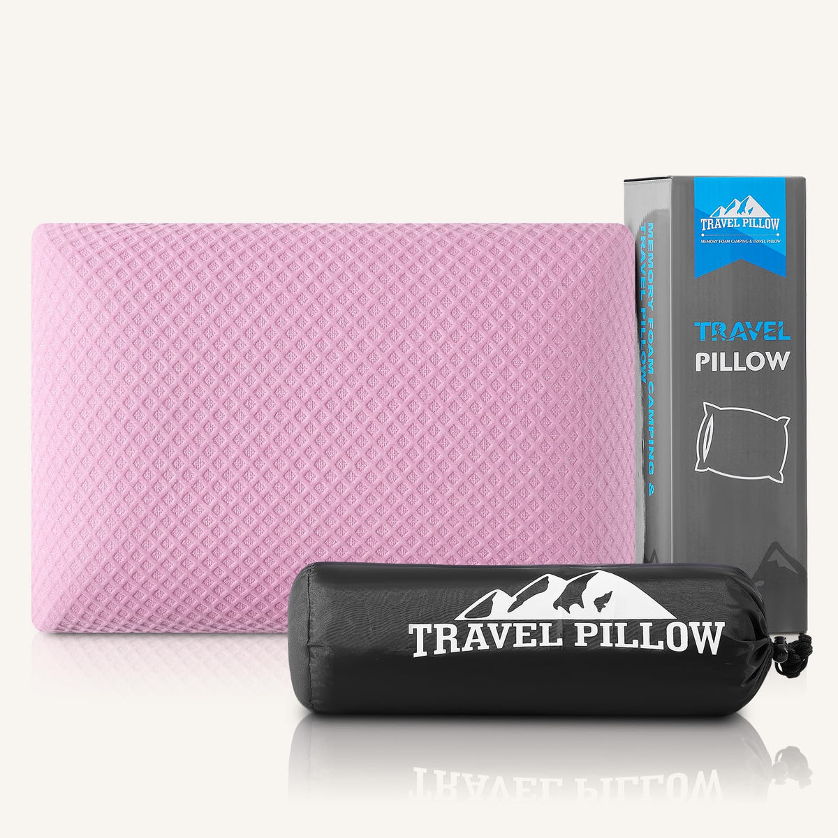 PEUJEW Travel Pillow Memory Foam Pillows, Camping Pillow-Compressible Medium Firm, Breathable Cover, Ideal Backpacking Hiking, Bed Pillows, Airplane and Car (Apricot Yellow, L)