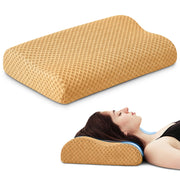 PEUJEW Neck Pillow for Sleeping, Travel Pillow, Camping Pillow, Ergonomic Memory Foam Compressible Medium Firm, Ideal for Home, Bedroom, Office and Camping (Orange, L)