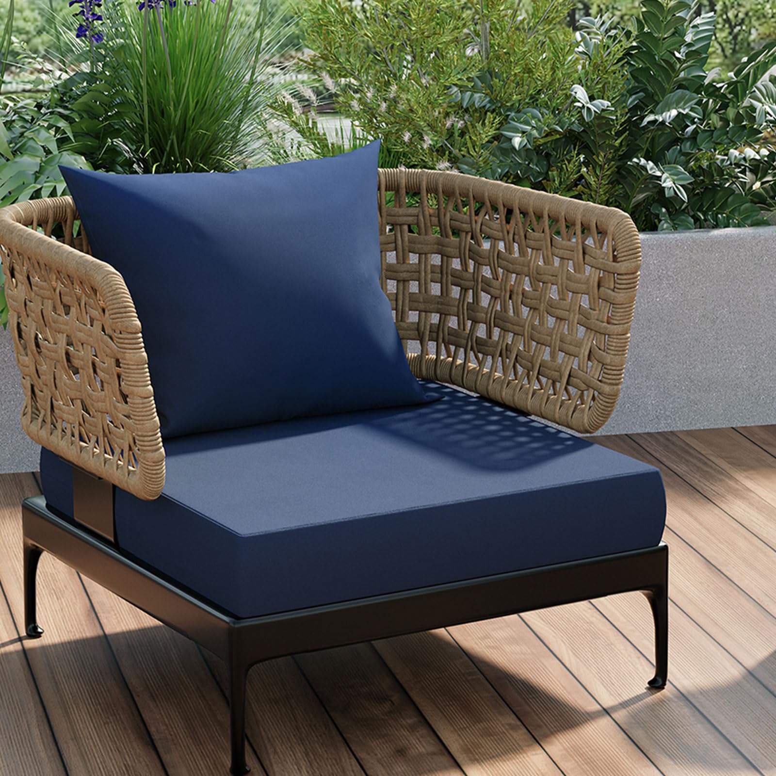 famibay Outdoor Chair Cushions Set 2 Waterproof UV Resistant 22x22 Navy