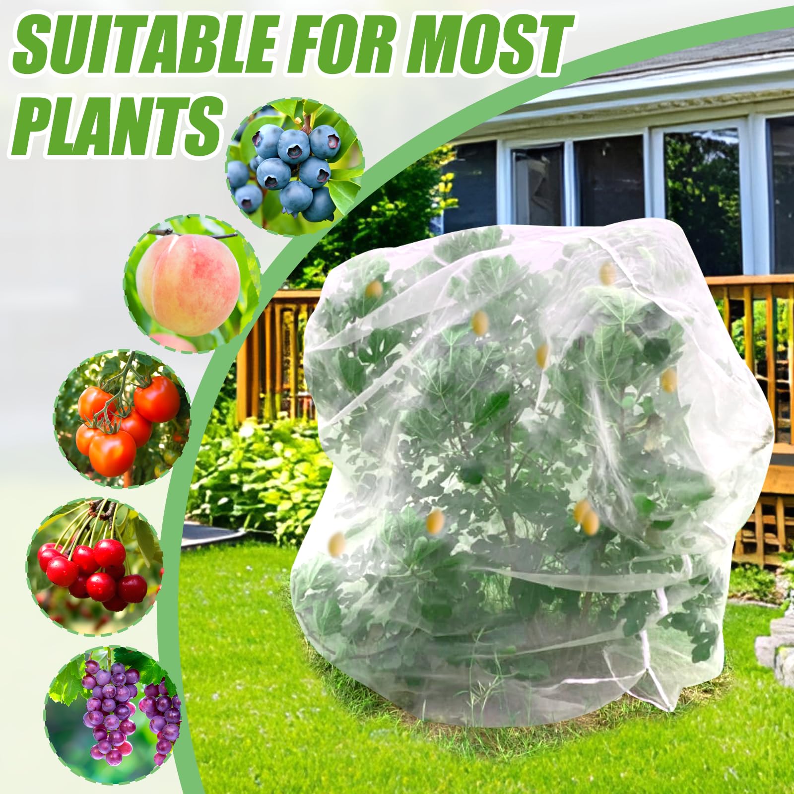 H.Romo Fruit Tree Netting 4x6 FT Clear Garden Bird Pest Barrier 1 Pack