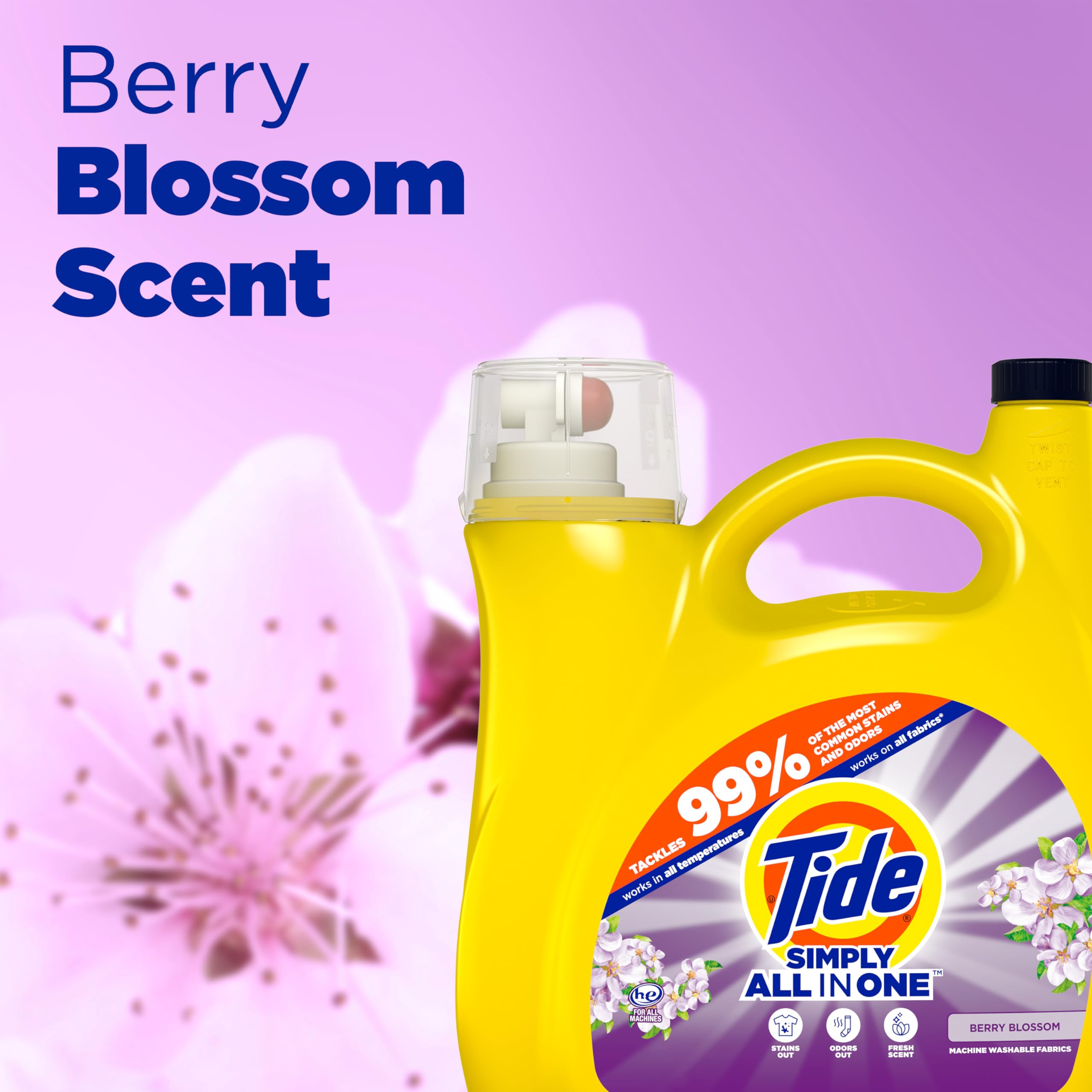 Tide Simply All-In-One Liquid Laundry Detergent Berry Blossom 117 fl oz 89 Loads