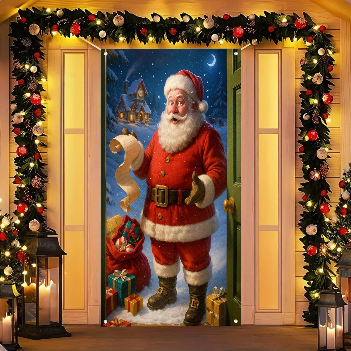 BlissYard Merry Christmas Door Cover 71x35 Inch Front Porch Door Banners