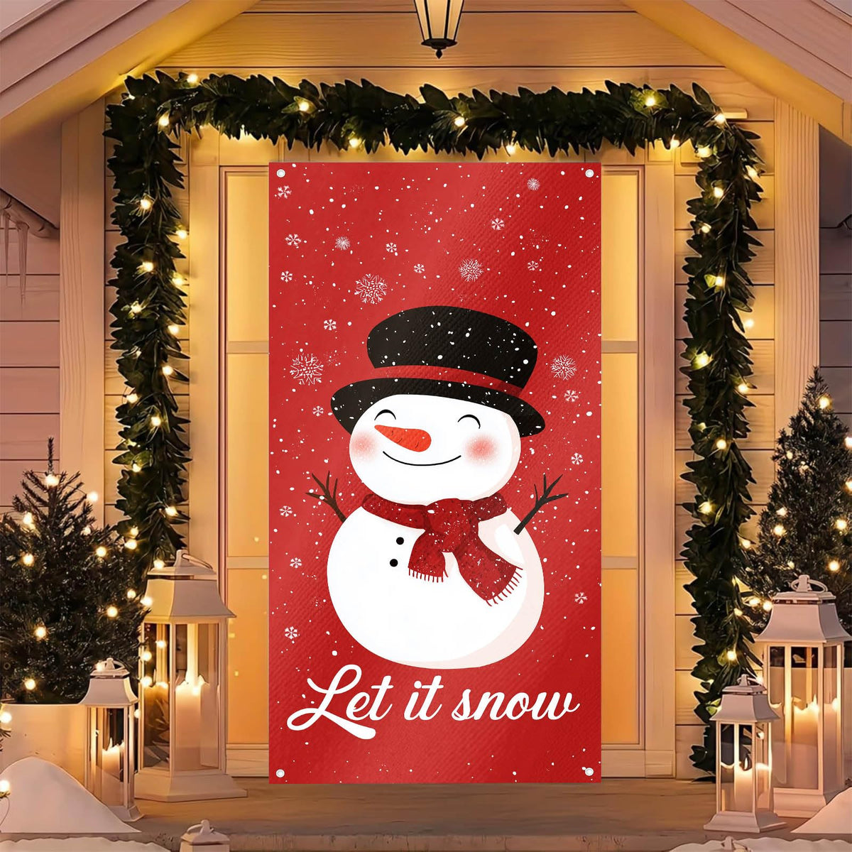 BlissYard Merry Christmas Door Cover 71x35 Inch Front Porch Door Banners