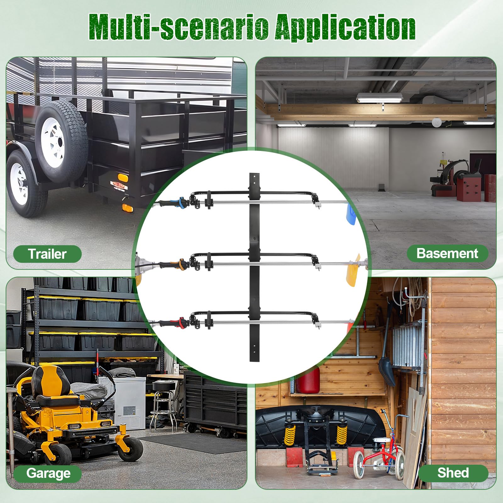 CAROD 3-Place Steel Weed Eater Rack for Trailer Lawn Equipment with Locks