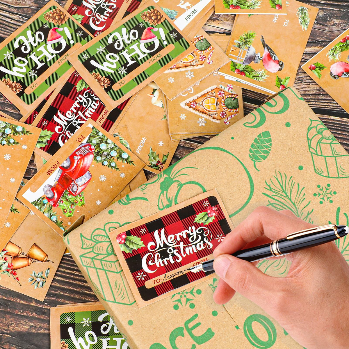 FOIMAS 100-Piece Christmas Gift Sticker Labels