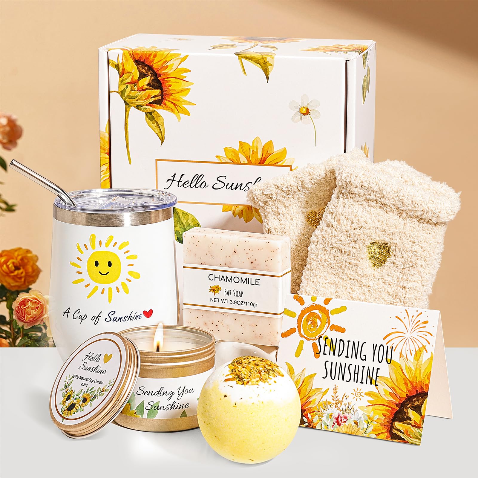 Vbepos Gift Basket for Women Valentines Day Birthday Mothers Day Yellow