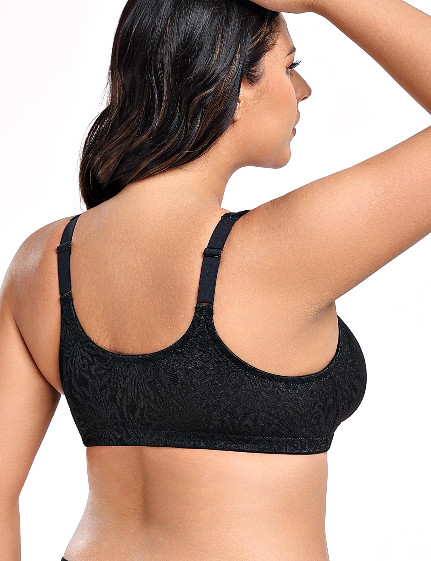 Wingslove Women's Front Closure Minimizer Bra Wirefree Black Size 36DD