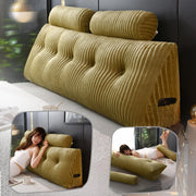 Ziihome Large Wedge Headboard Pillow with 2 Neck Roll Pillows Saddle Brown Queen