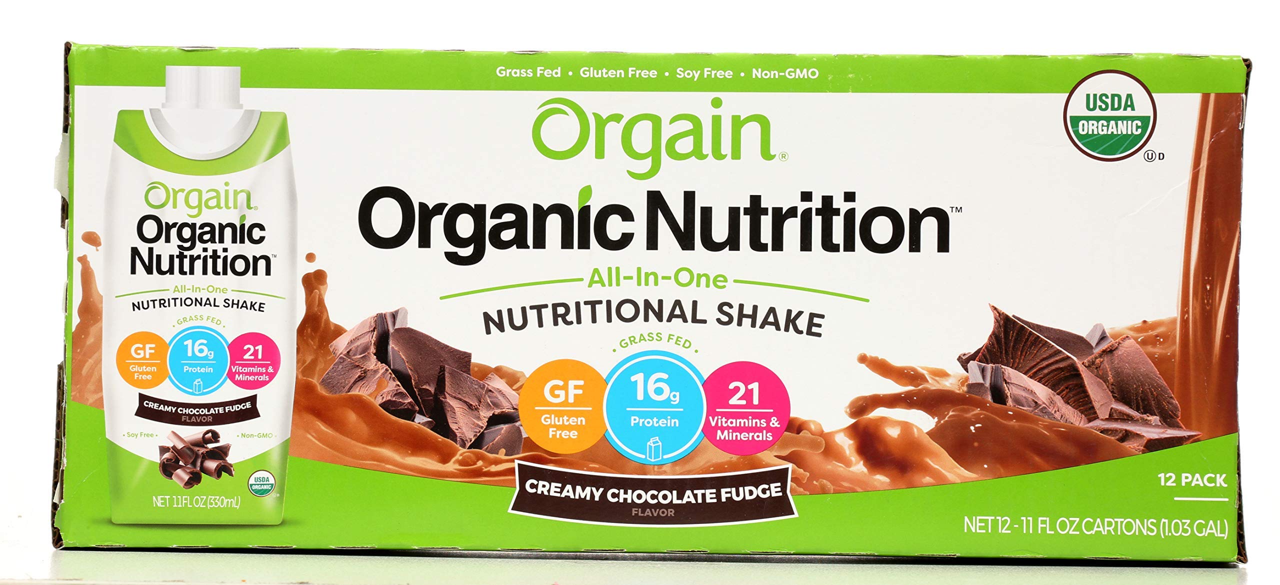 BestBy07/26 ORGAIN Organic Creamy Chocolate Fudge Shake 11oz 12 Pack