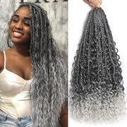 poetically Ombre Grey Boho Goddess Crochet Braids 18 Inch Pre-looped Hair