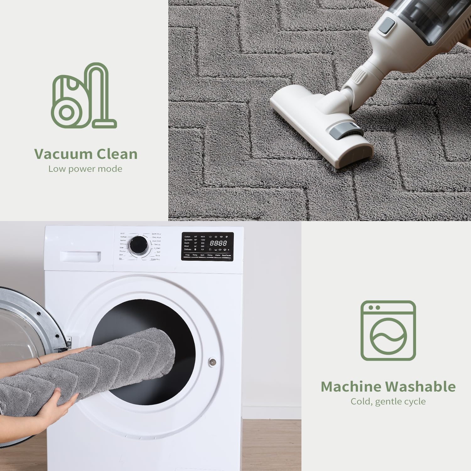 Stiio Bathroom Rug Non Slip Washable Mat 24x35 Grey Polyester Geometric